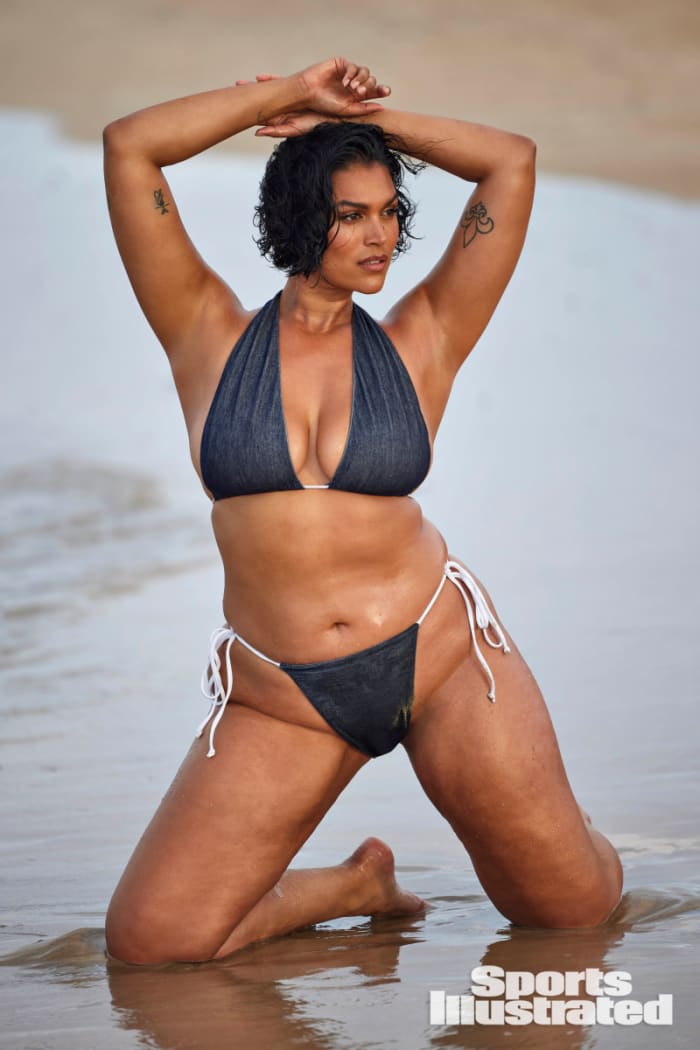 Jennifer Atilémile was photographed by Derek Kettela in Puerto Rico. Swimsuit byToxic Sadie Swimwear.